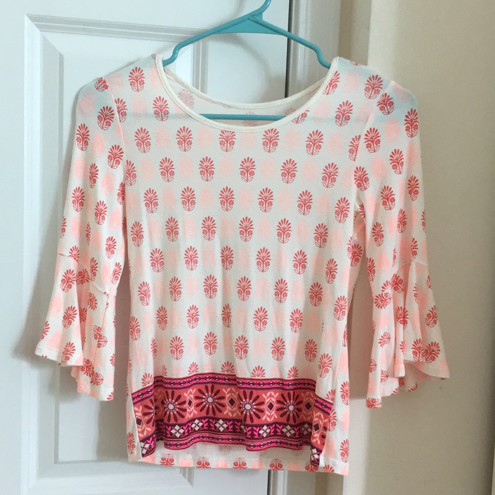 Justice flower print shirt with bell sleeves